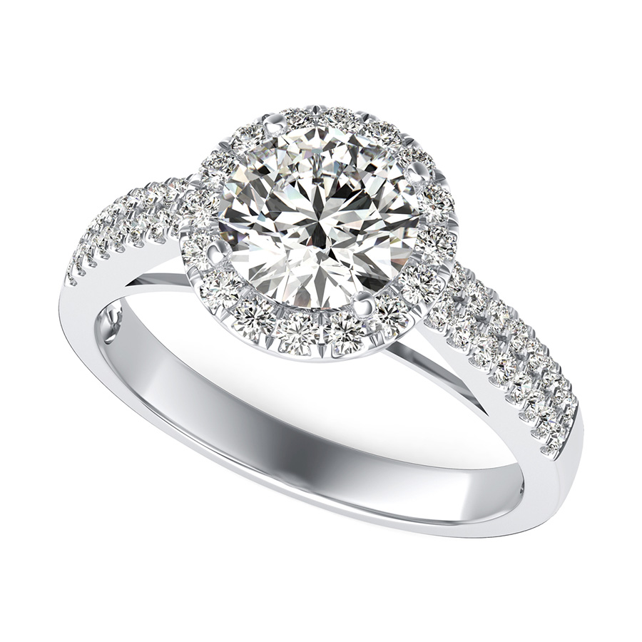 Double Band Cathedral Halo Engagement Ring Halo Engagement Rings