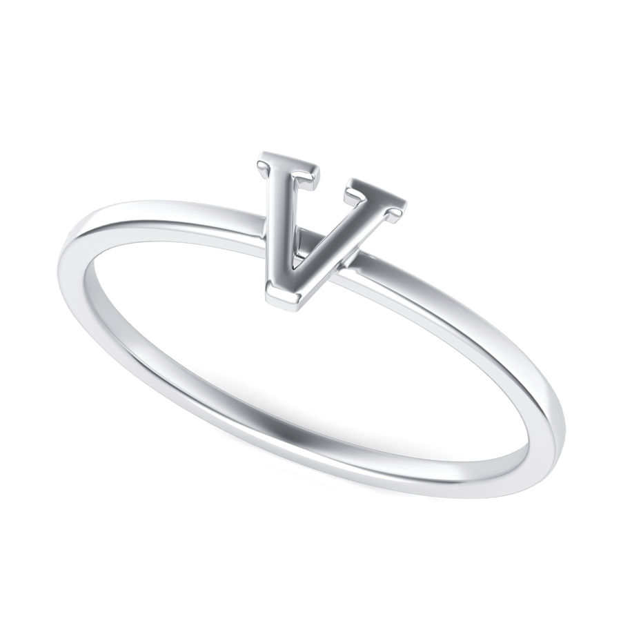 V letter ring on sale