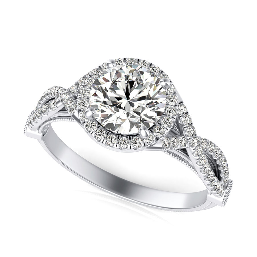 Twist Halo Engagement Ring Edwin Novel Jewelry Design
