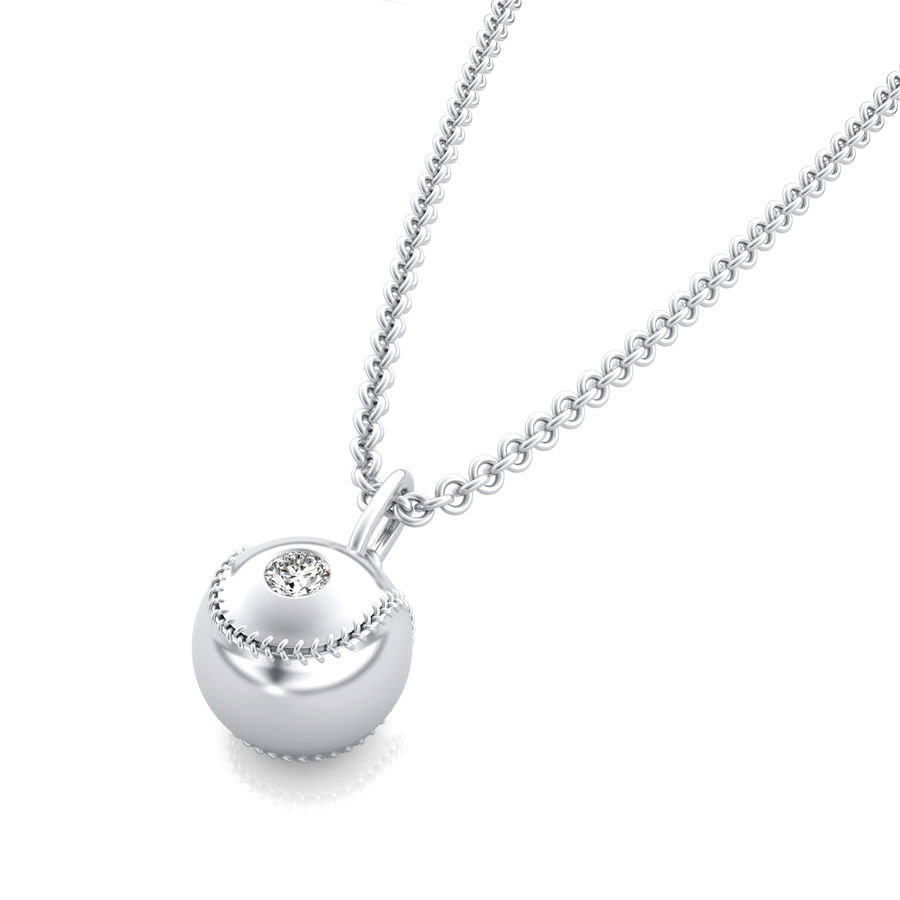 Sterling Silver Baseball Charm Necklace (18