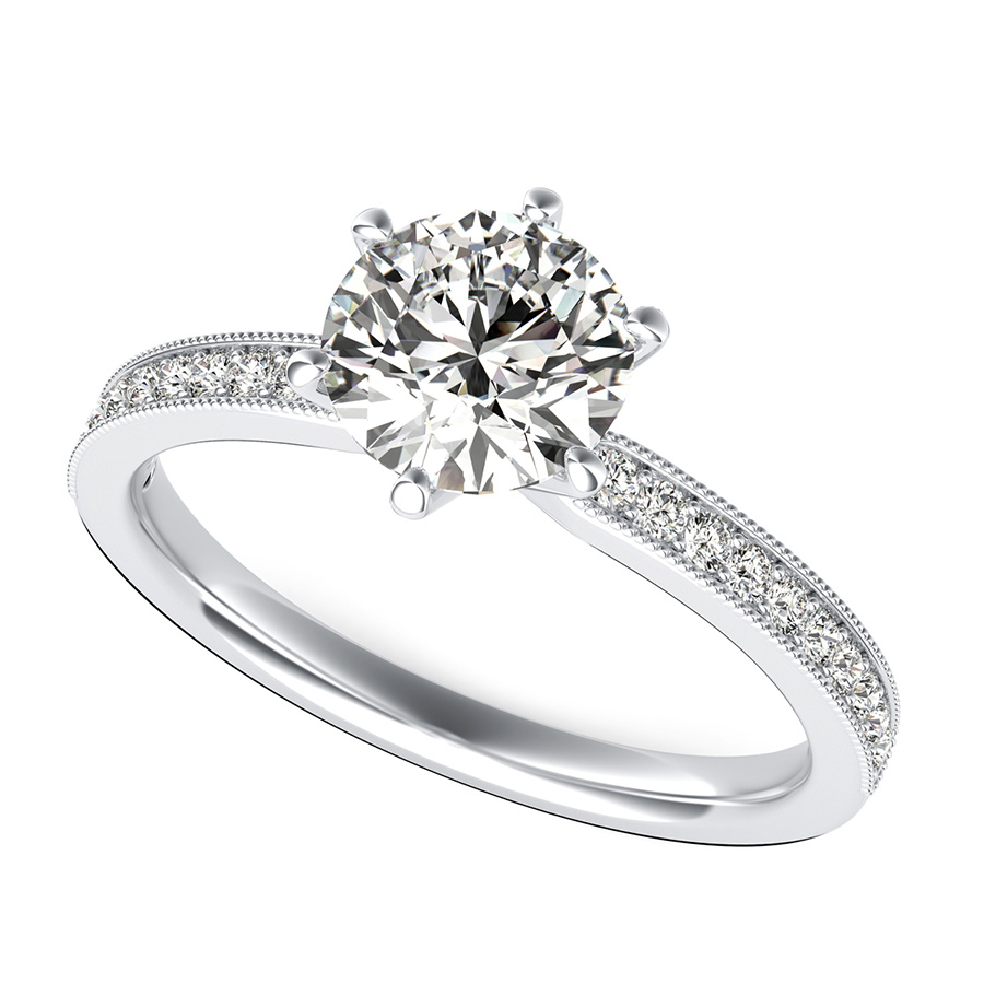 Milgrain pave engagement ring on sale