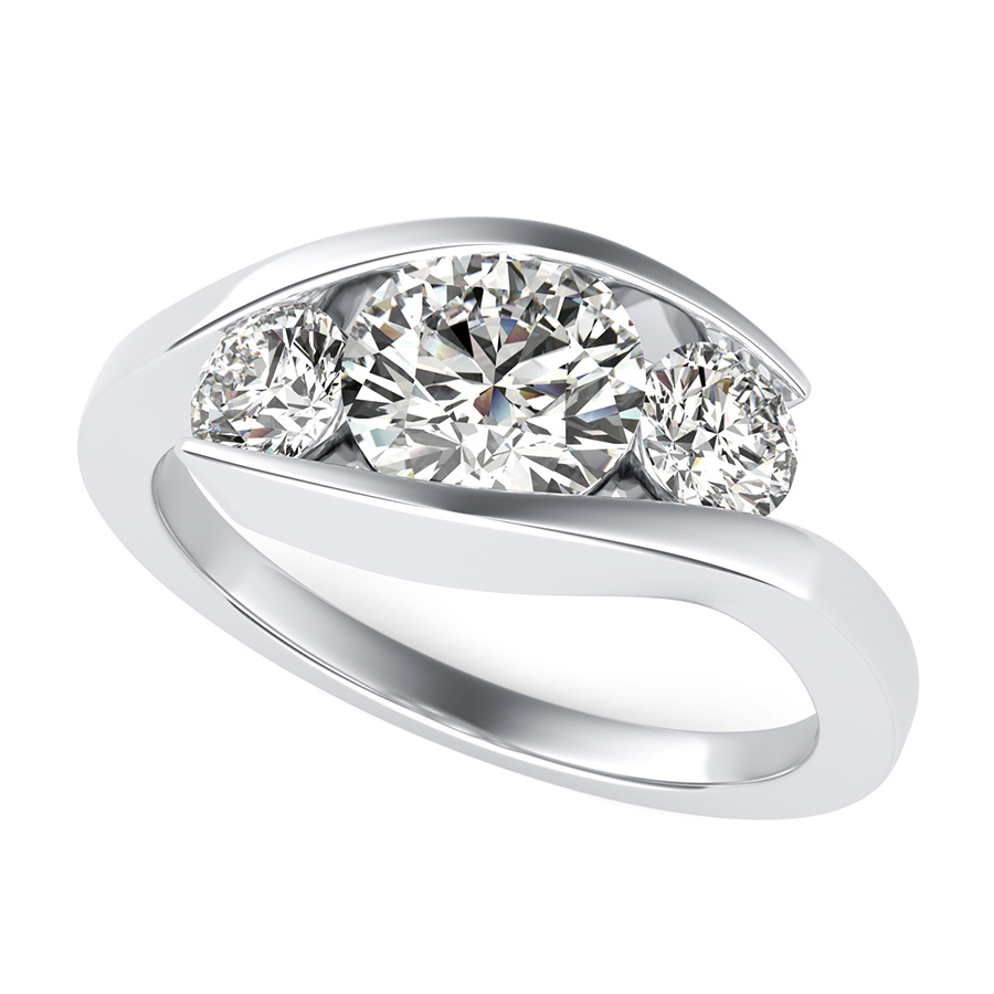 Kretchmer Platinum FS Emerald or Radiant Cut Stone Tension Set Ring | TQ  Diamonds