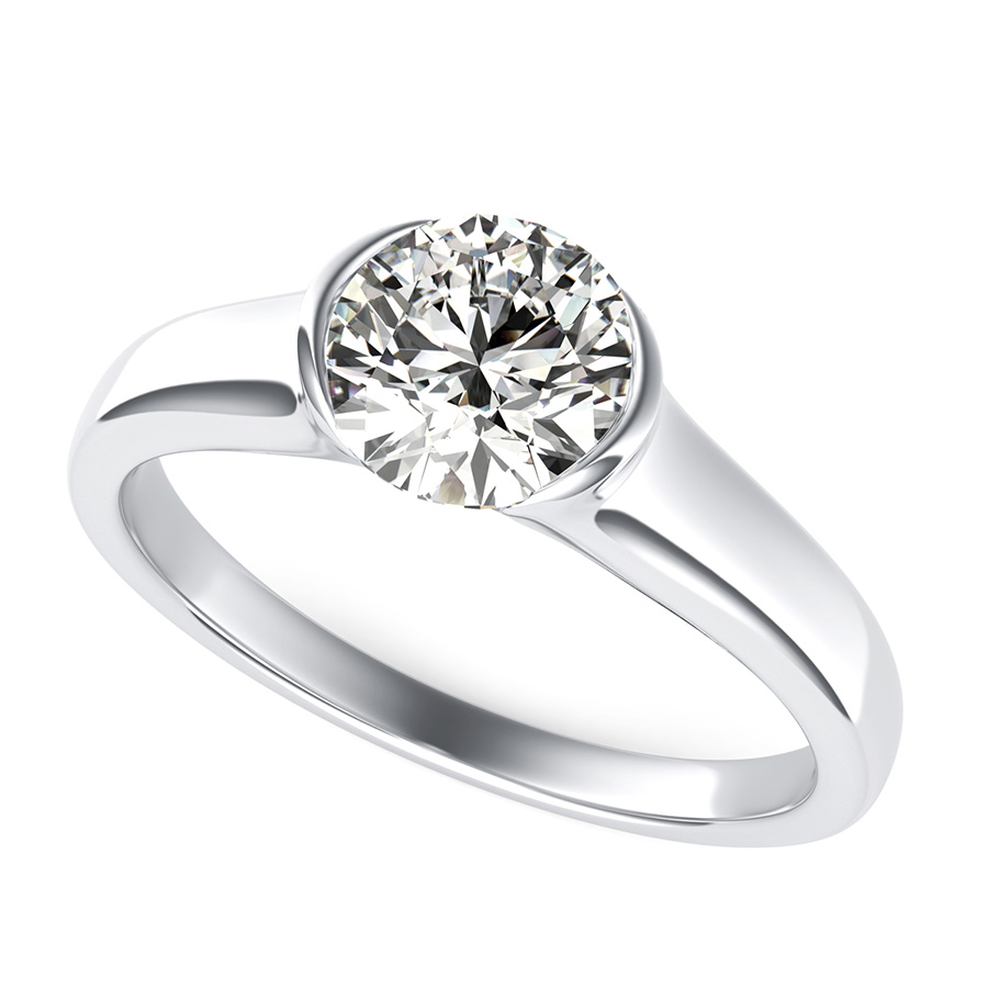 Platinum Half-Bezel Engagement Ring - Turgeon Raine