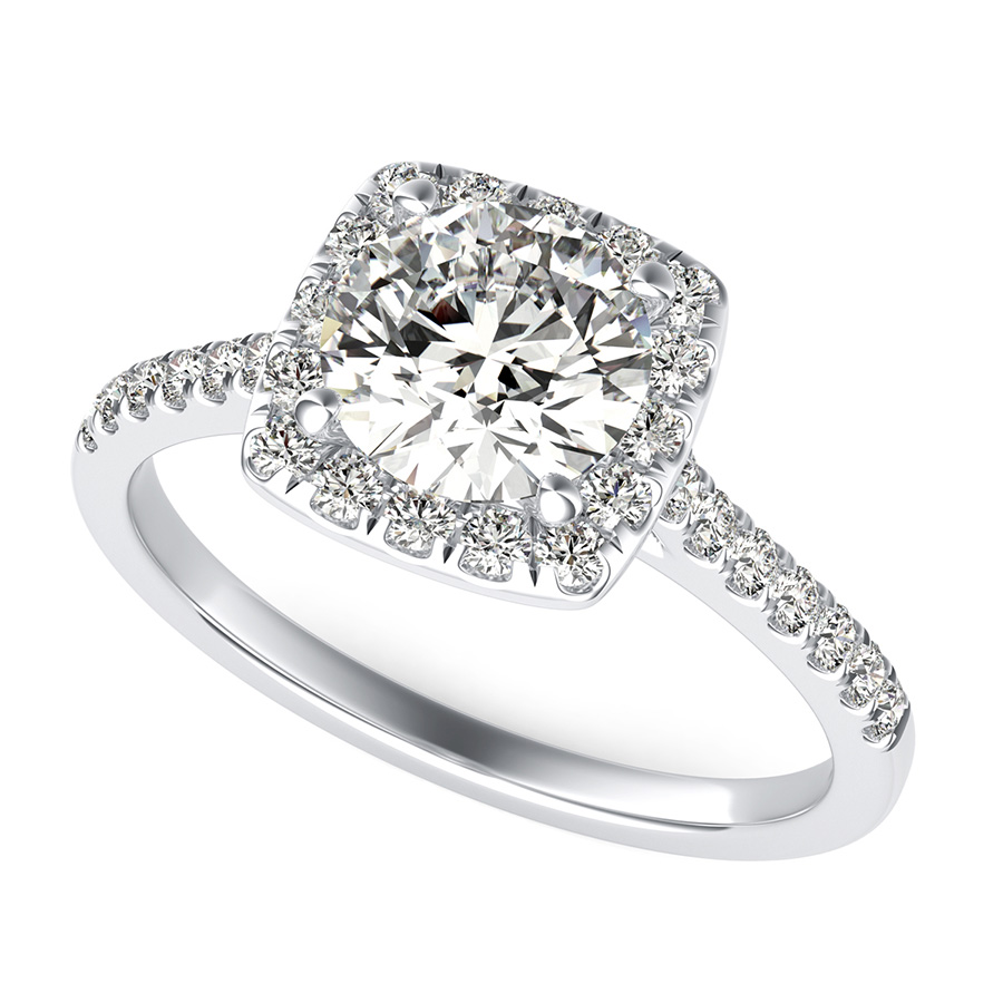Round stone new arrivals square halo