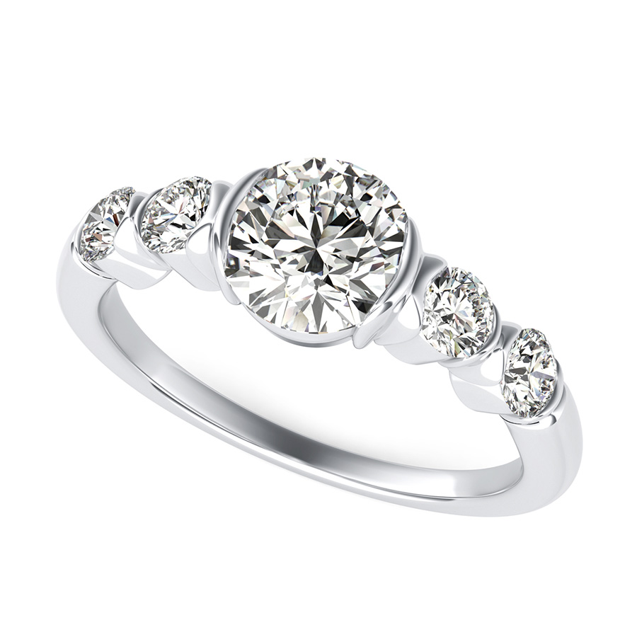 5 Stone Prong Set Round Diamond Engagement Ring GIA E VS2 14k White Gold 1  Ctw | eBay