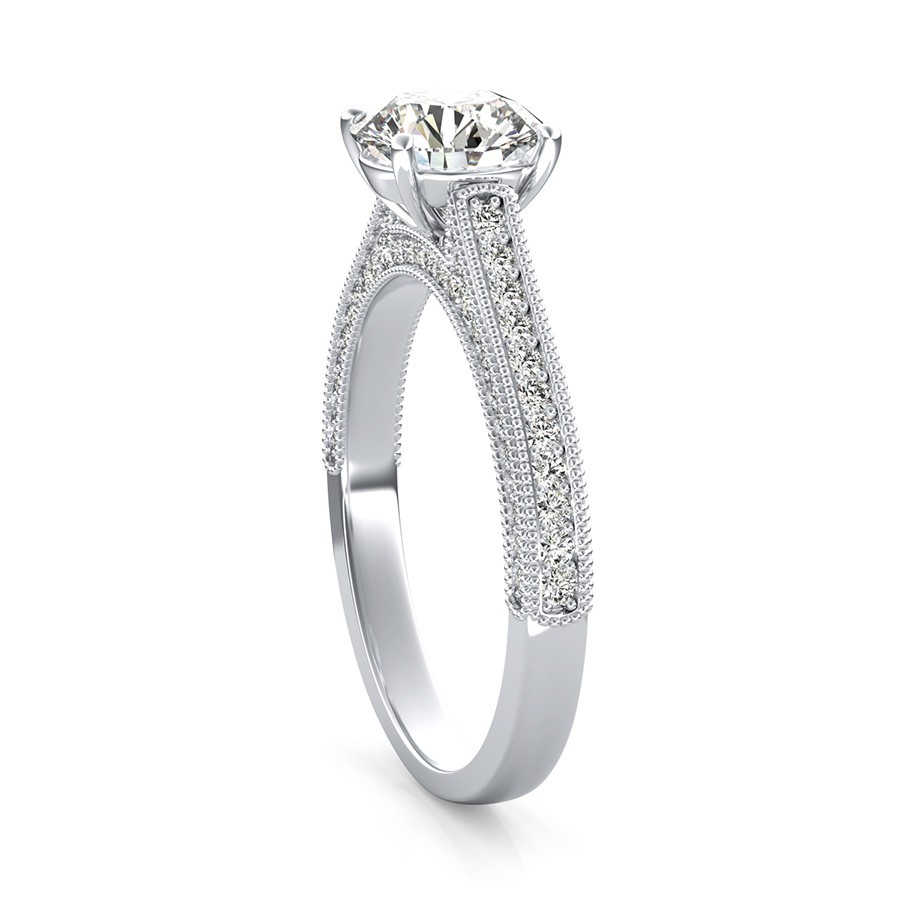 Cathedral Engagement Ring With Milgrain - Edwin Novel Jewelry Design