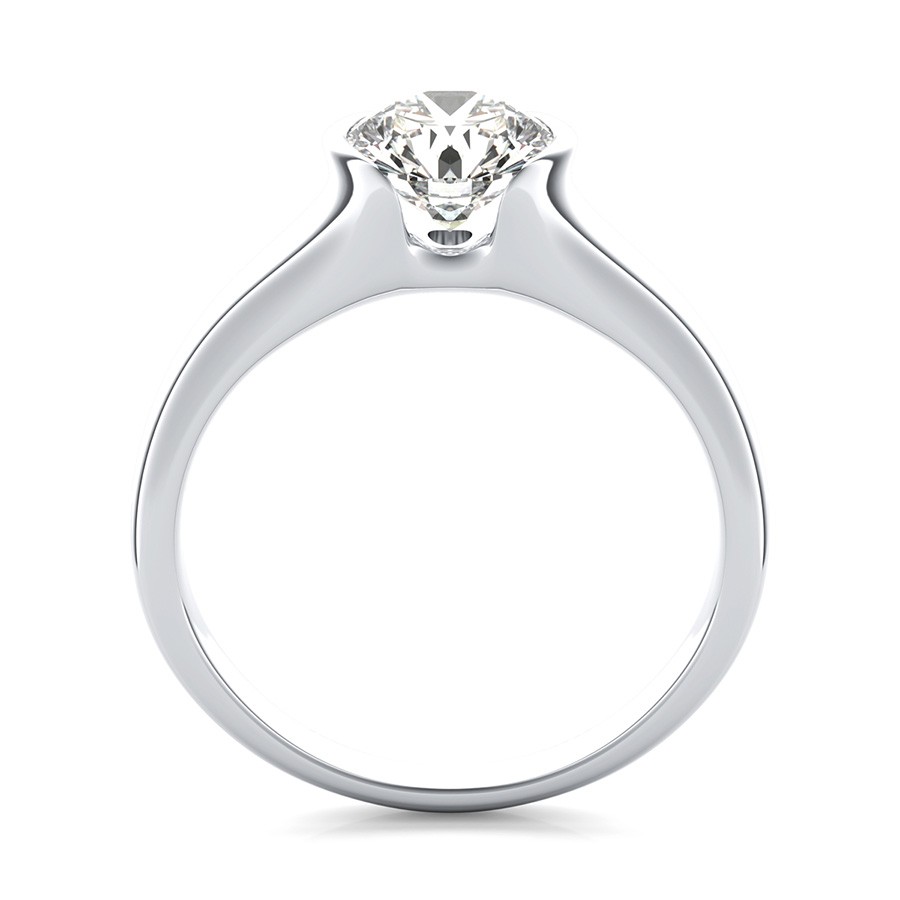 Half Bezel Solitaire Engagement Ring - Edwin Novel Jewelry Design