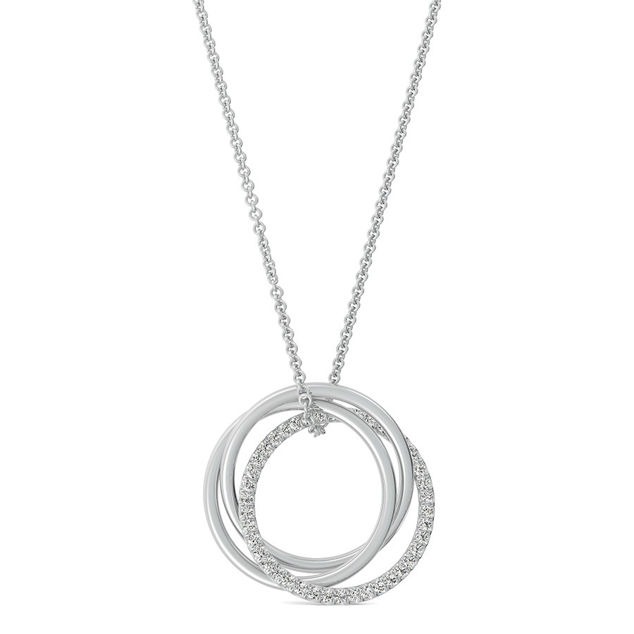 Download Thri-Circle Interlocking Pendant With Pave Set Stones - Edwin Novel Jewelry Design