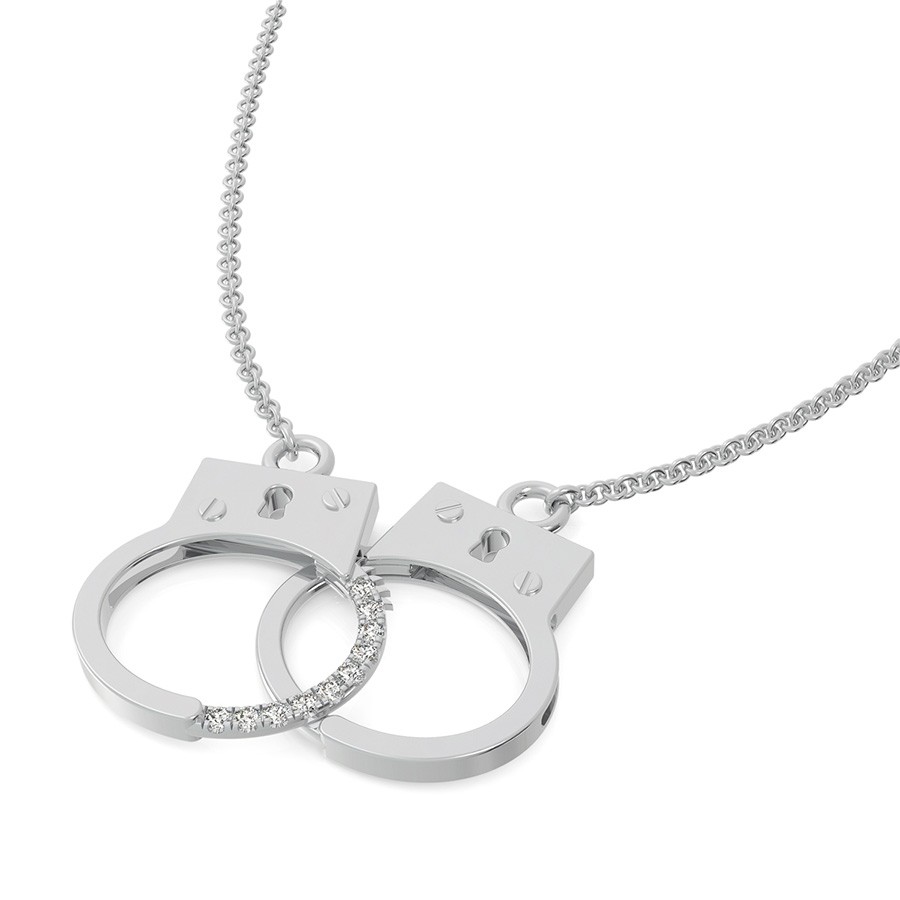 Download Handcuffs Charm Pendant With Pave Set Stones - Edwin Novel Jewelry Design