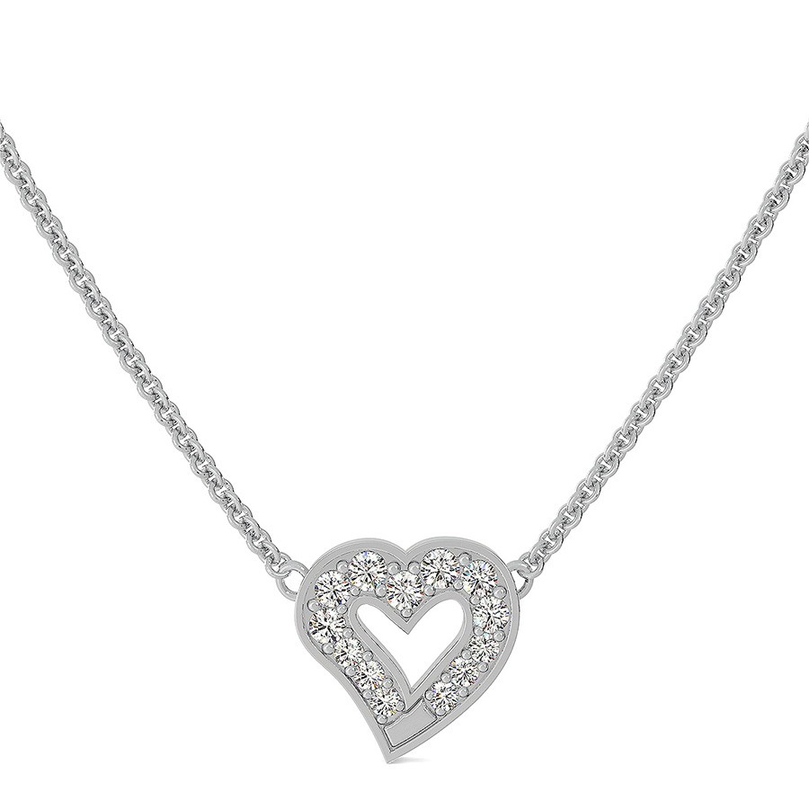 Download Open Heart Pendant With Pave Set Stones - Edwin Novel Jewelry Design