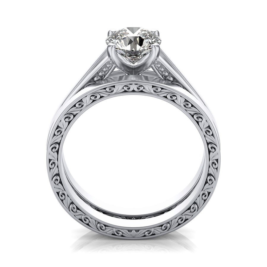 Filigree Cathedral Engagement Ring with Matching Band - Edwin Novel ...
