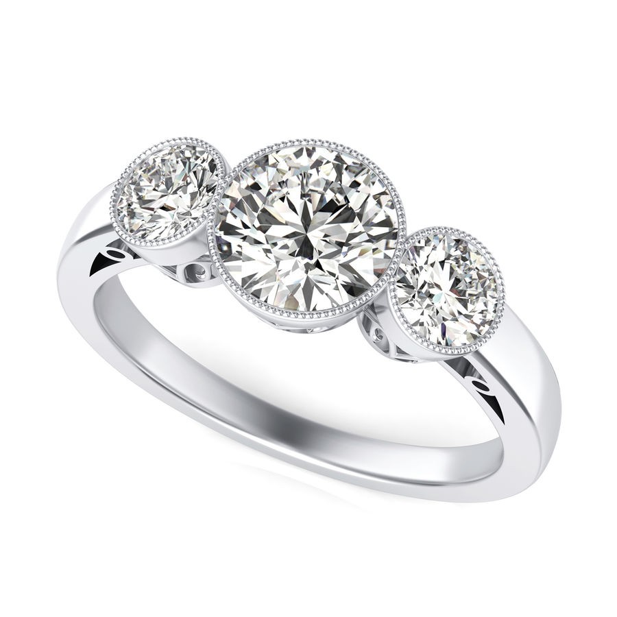 Bezel Three Stone Engagement Ring