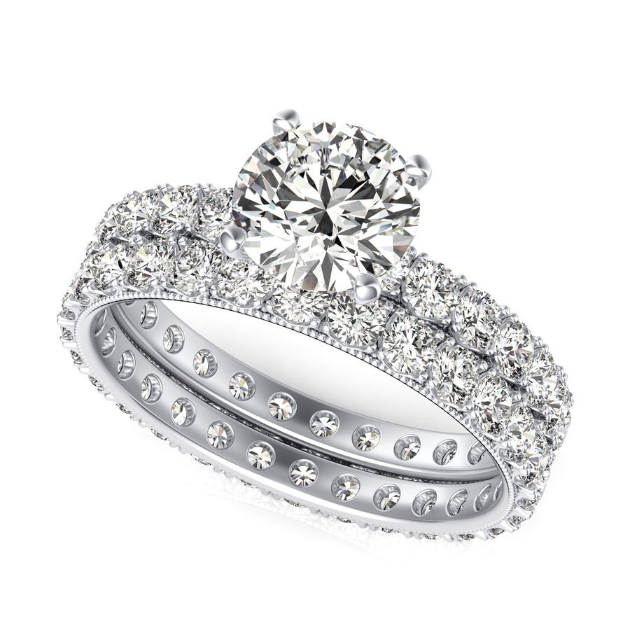 Eternity Engagement Ring With Matching Band