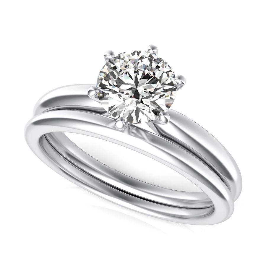 Solitaire Engagement Ring With Matching Band