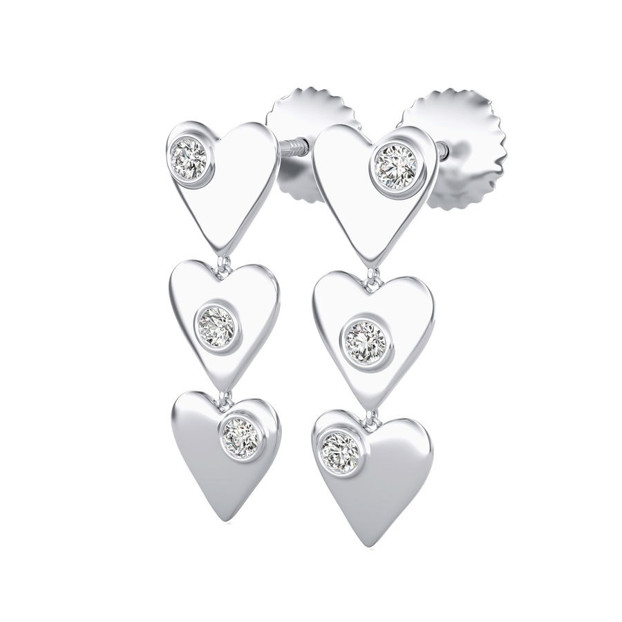 Three Hearts Drop Earrings