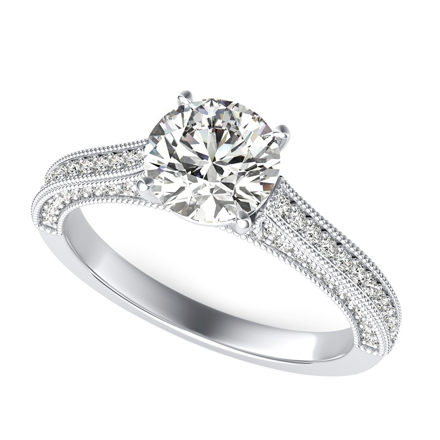 Cathedral Engagement Ring With Milgrain