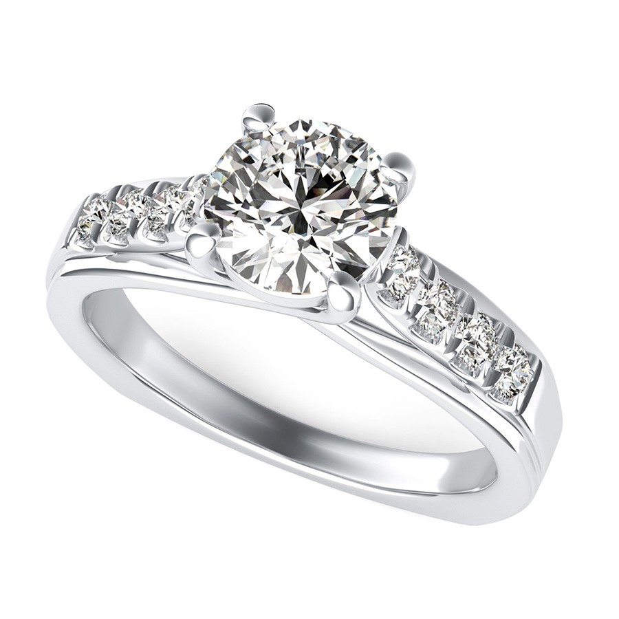 Amore Trellis Square Shank Engagement Ring With Side Stones