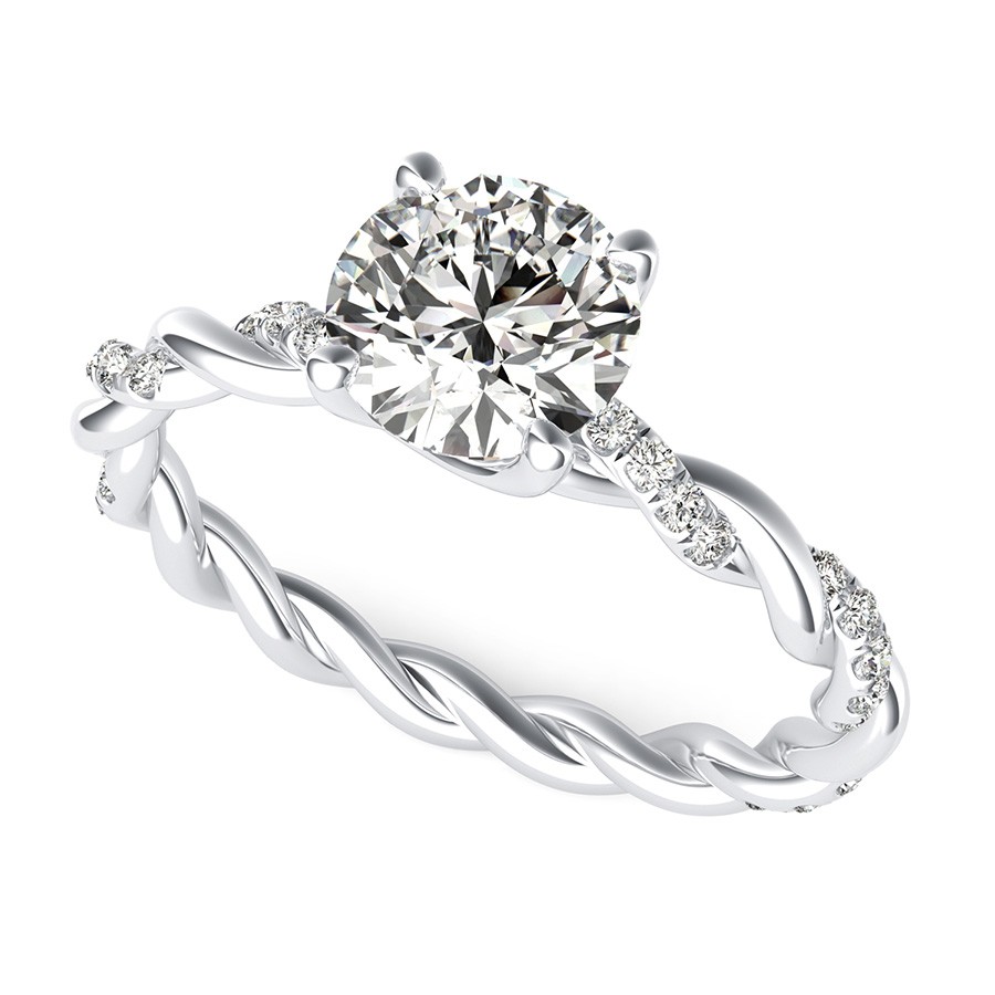 Marcela Twist Engagement Ring With Side Stones