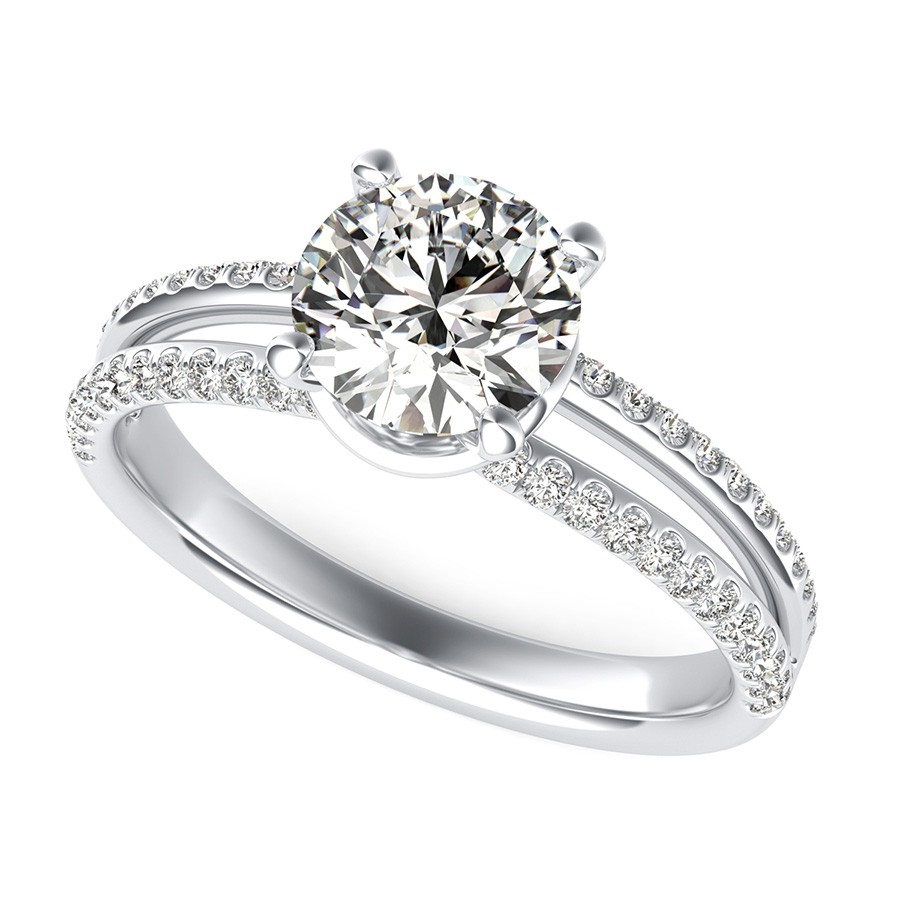 Split Shank Engagement Ring With Side Stones