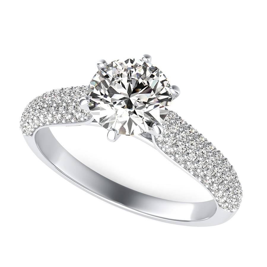 Cathedral Micro-Pave Half Eternity Engagement Ring