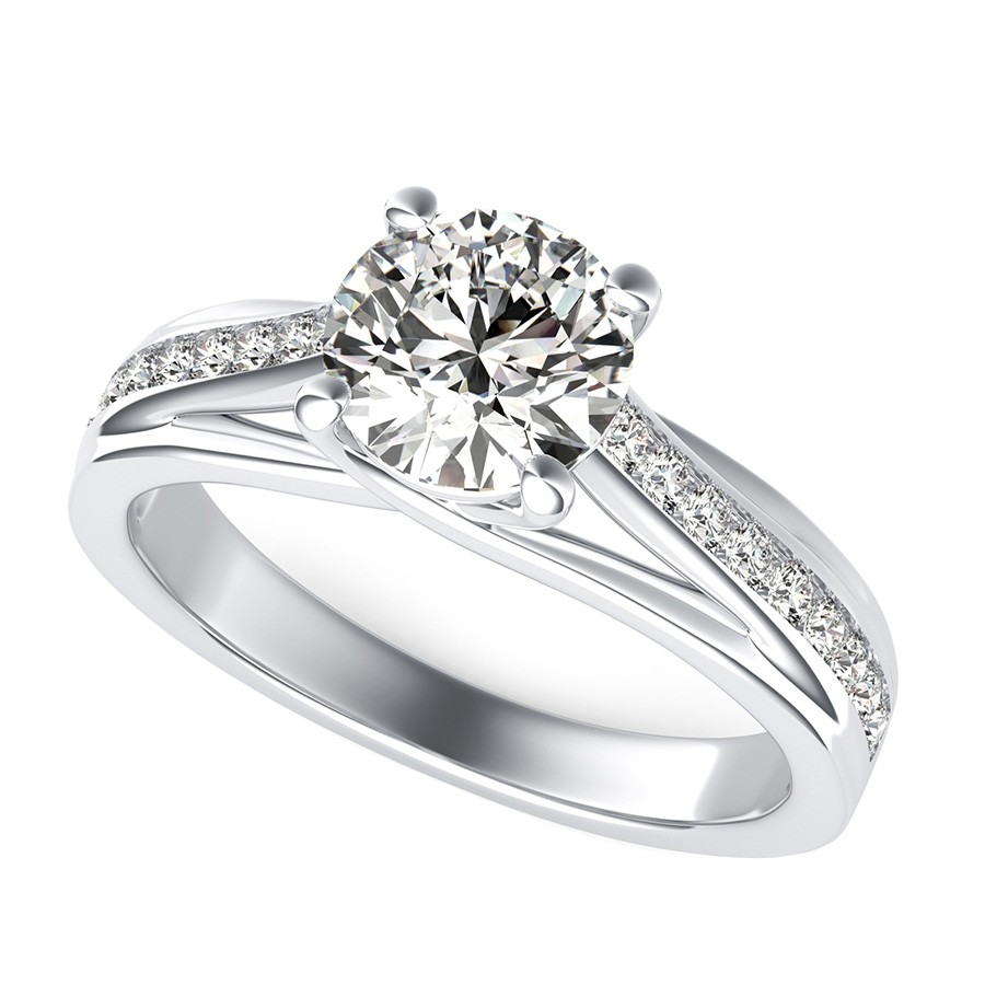 Amore Trellis Engagement Ring With Side Stones