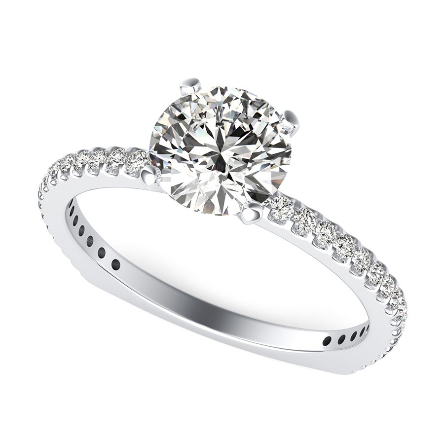 Classic Side Stone Engagement Ring With Square Shank