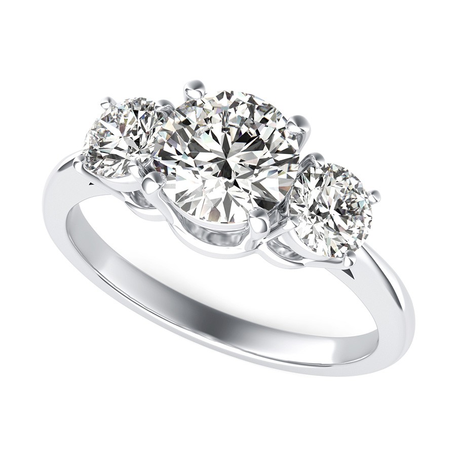 Cathedral Three Stone Basket Engagement Ring