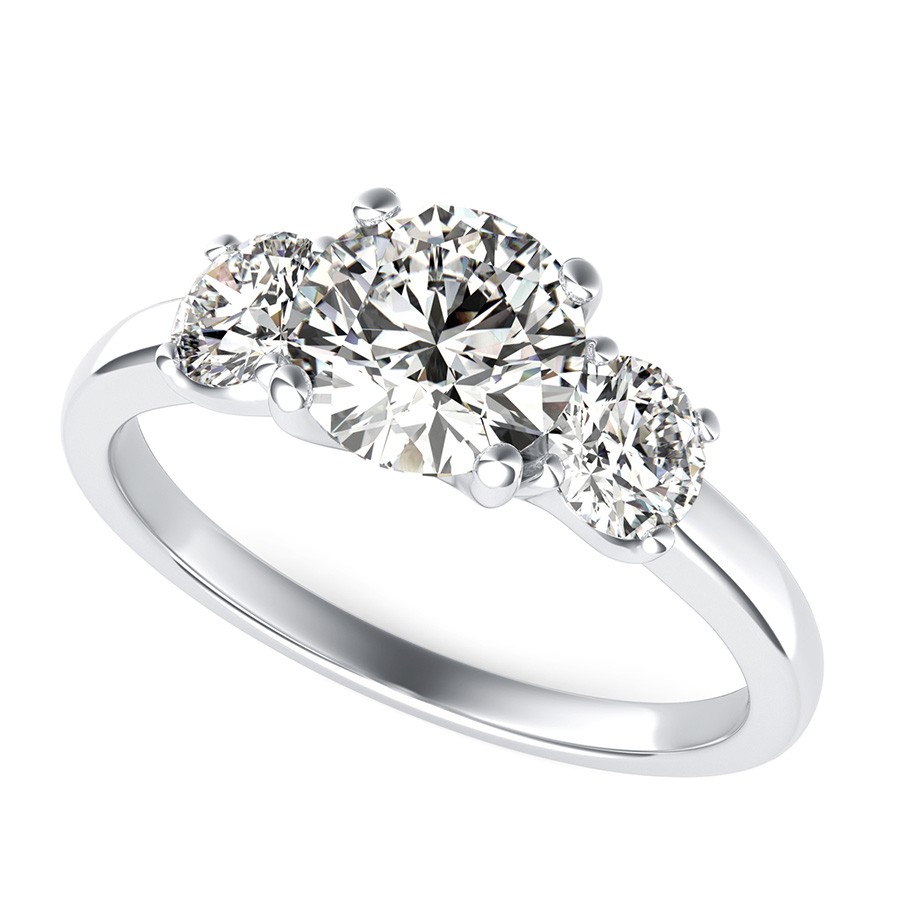 U Shape Three Stone Engagement Ring - Edwin Novel Jewelry Design