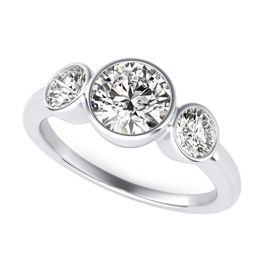 Classic Bezel Three Stone Engagement Ring