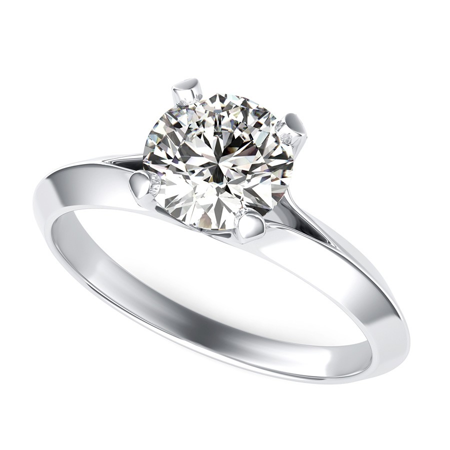 Solitaire Engagement Ring With Knife Edge Shank