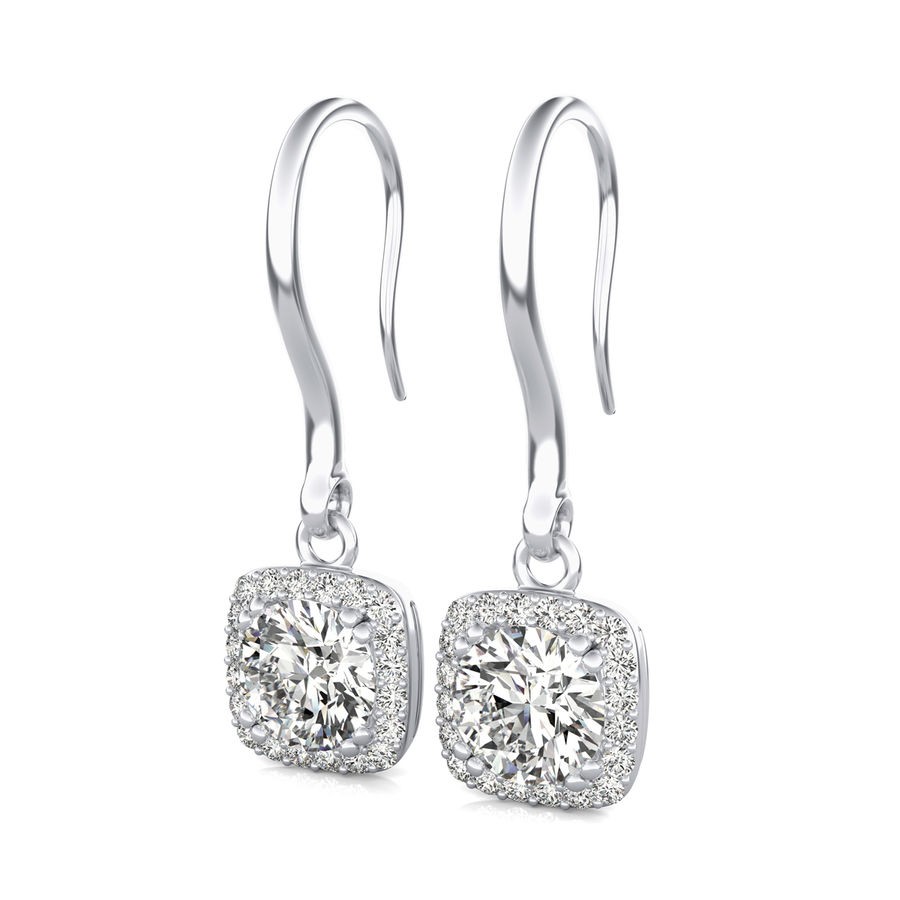 Square Halo Lever Back Earrings