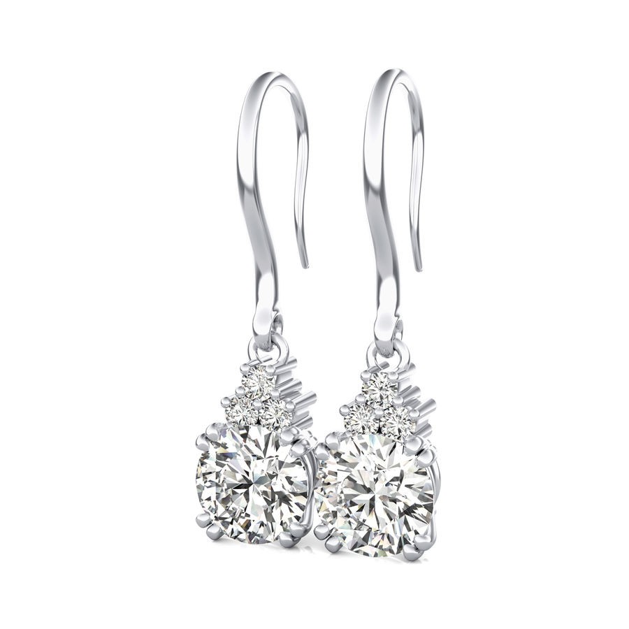 Leverback Solitaire Earrings With Three Stones