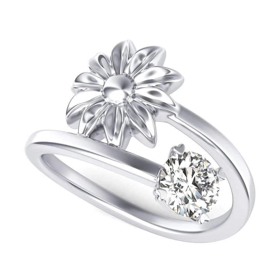 Solitaire Flower Ring