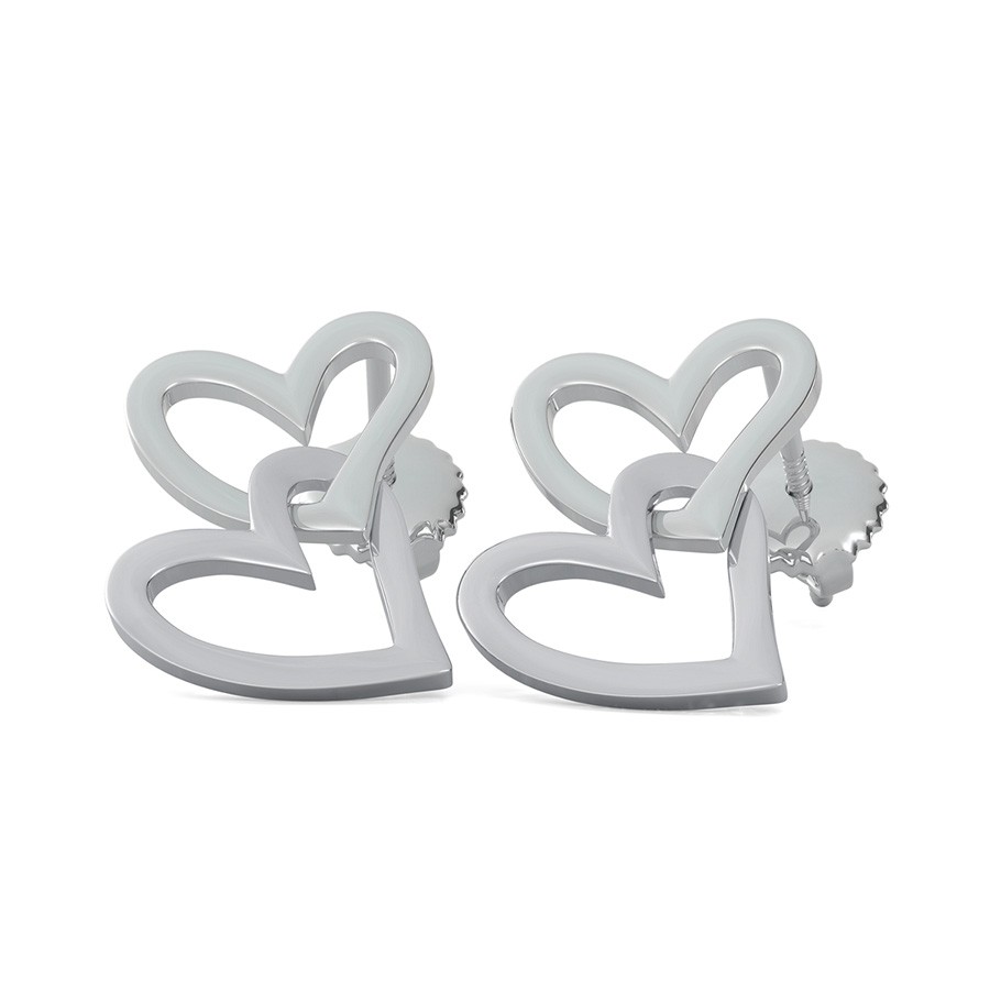 Two Heart Charm Earrings