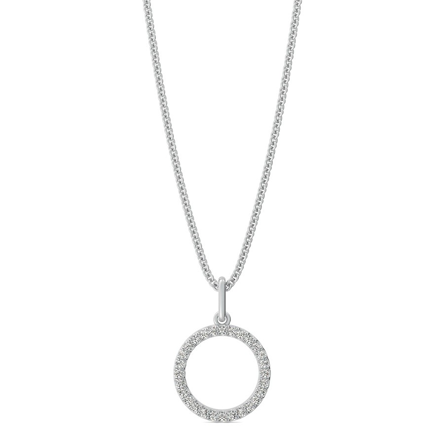 Circle Pendant  1/2 Inch With Pave Set Stones