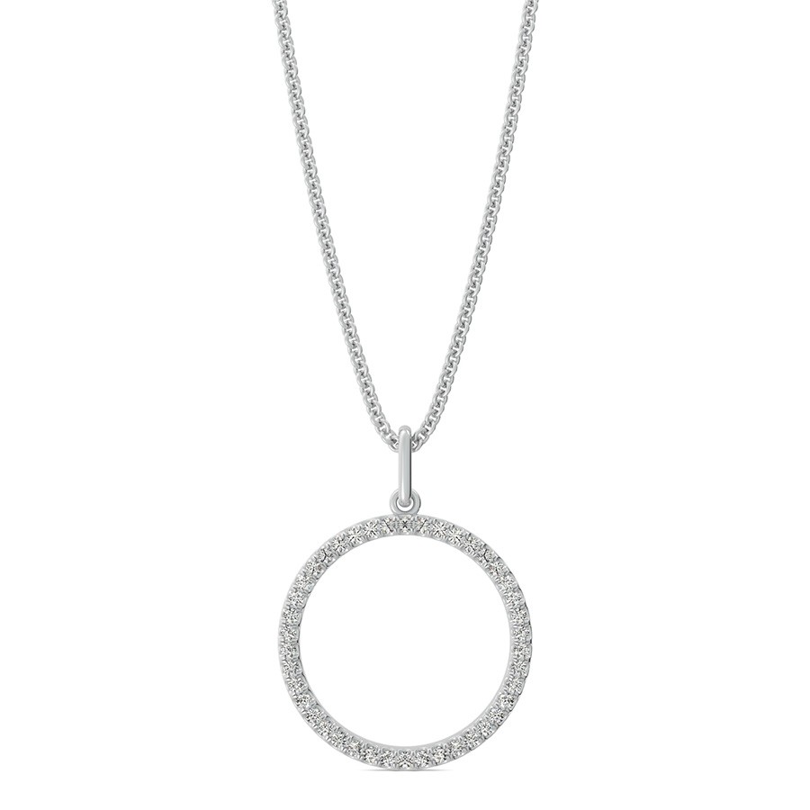 Circle Pendant 3/5 Inch With Pave Set Stones