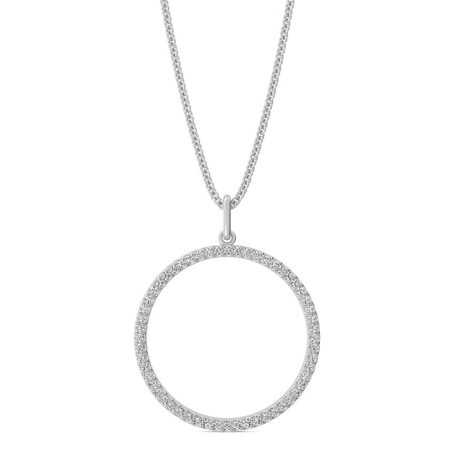 Circle Pendant 7/8 Inch With Pave Set Stones