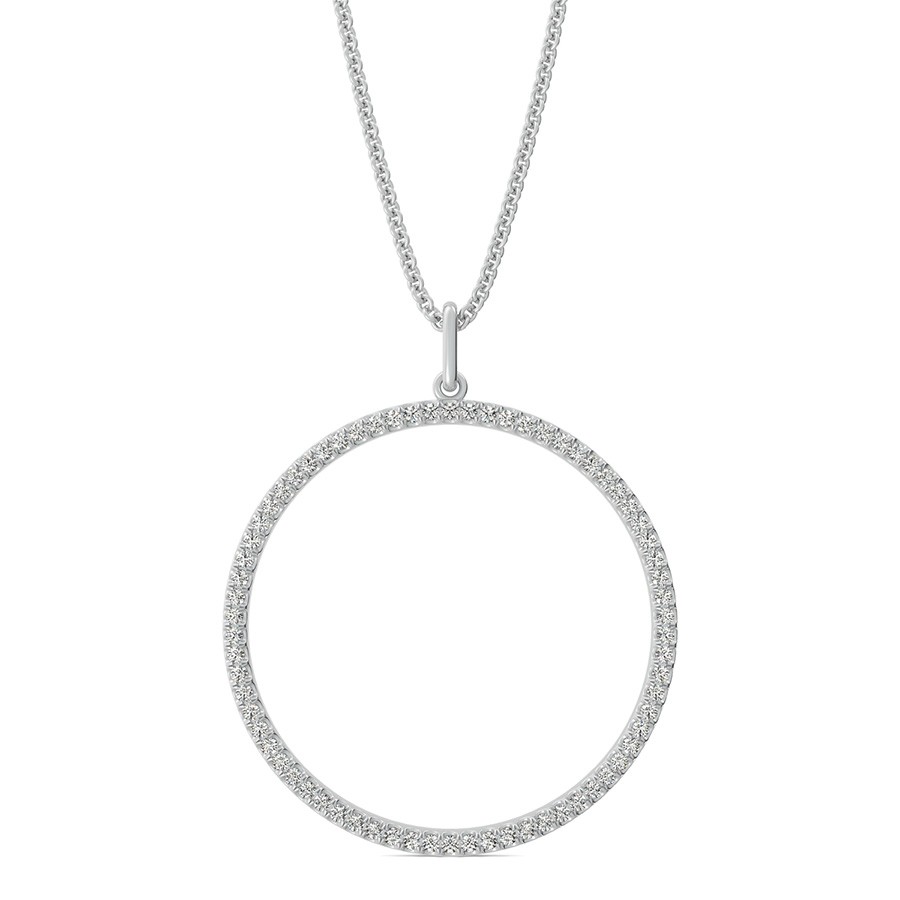 Circle Pendant 1 Inch With Pave Set Stones