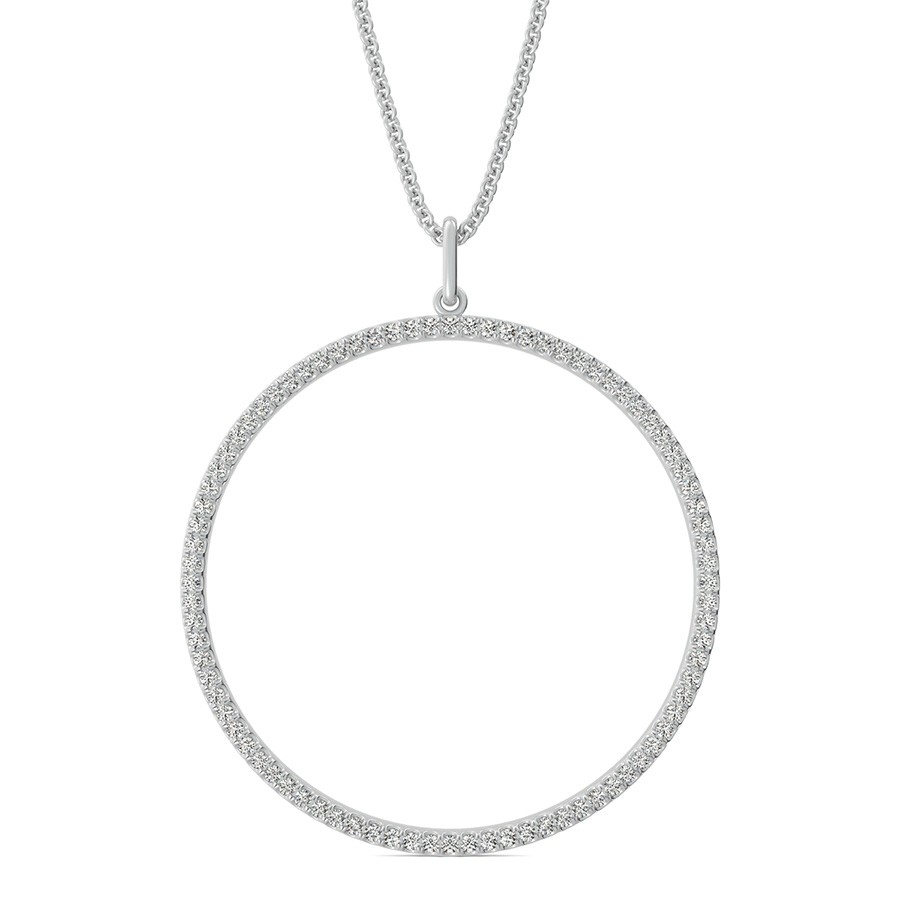 Circle Pendant 1.25 Inch With Pave Set Stones