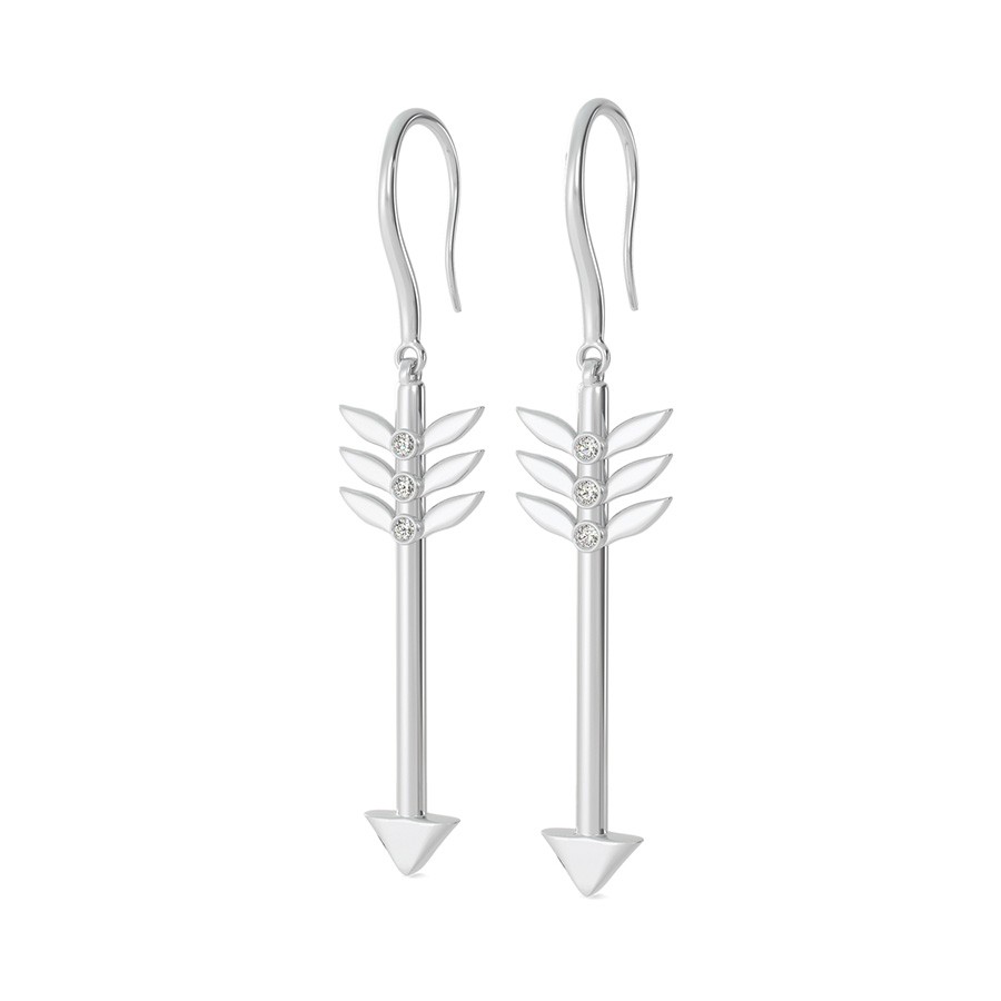 Leaf Arrow Earrings With Bezel Set Stones