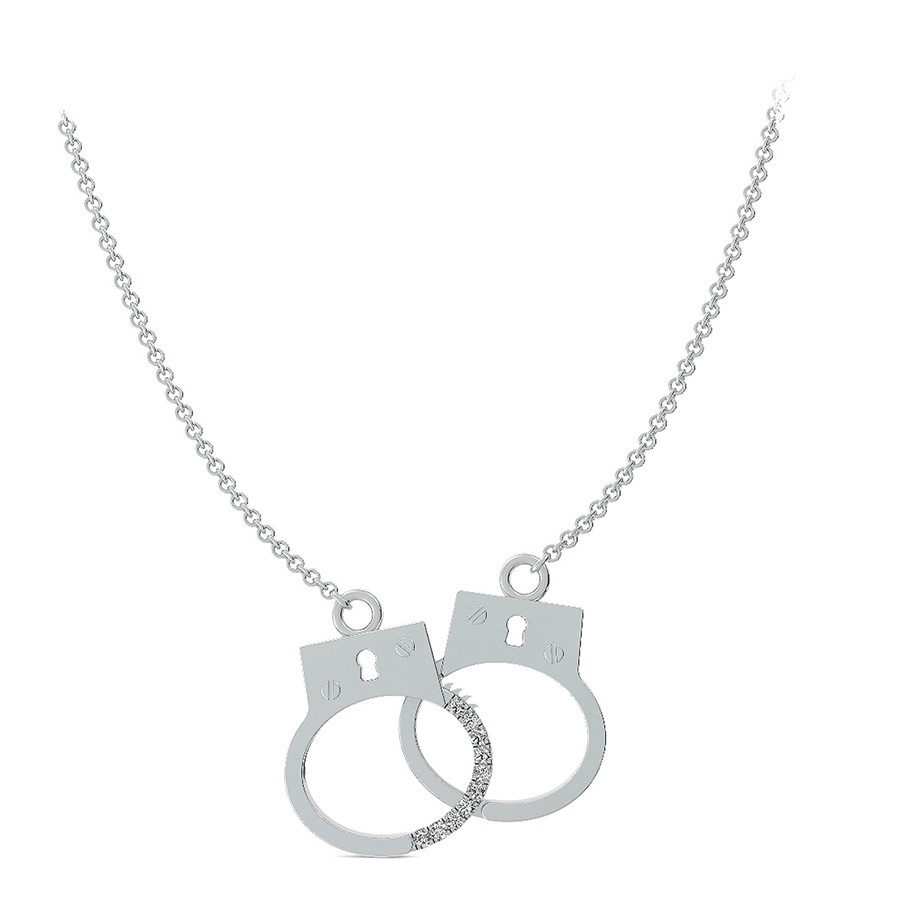 Handcuffs Charm Pendant With Pave Set Stones