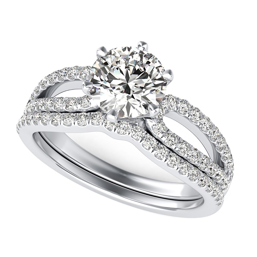 Victoria Royal Infinity Split Engagement Ring With Matching Band