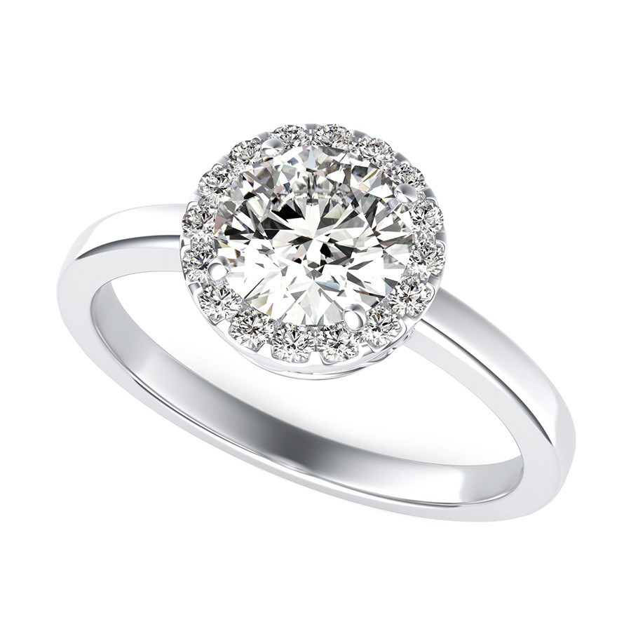 Scroll Halo Engagement Ring