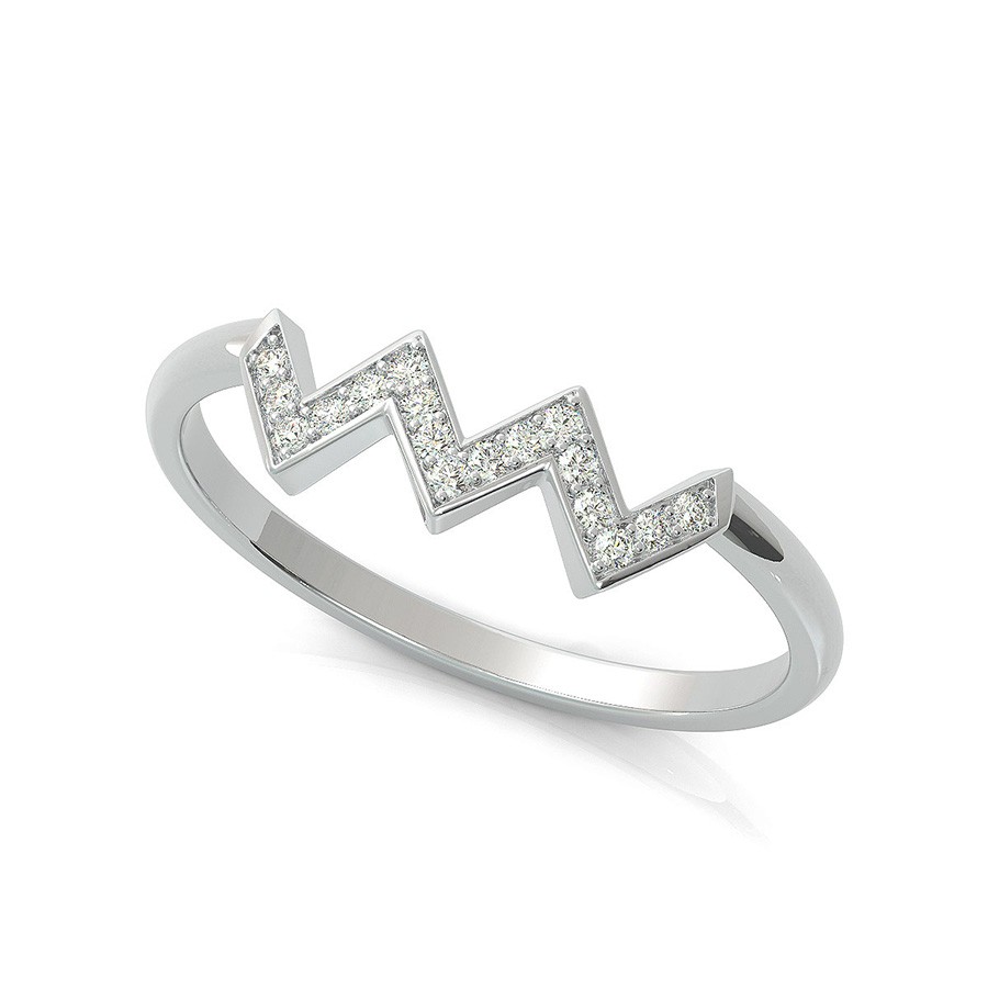 Zig-Zag Stackable Pave Ring