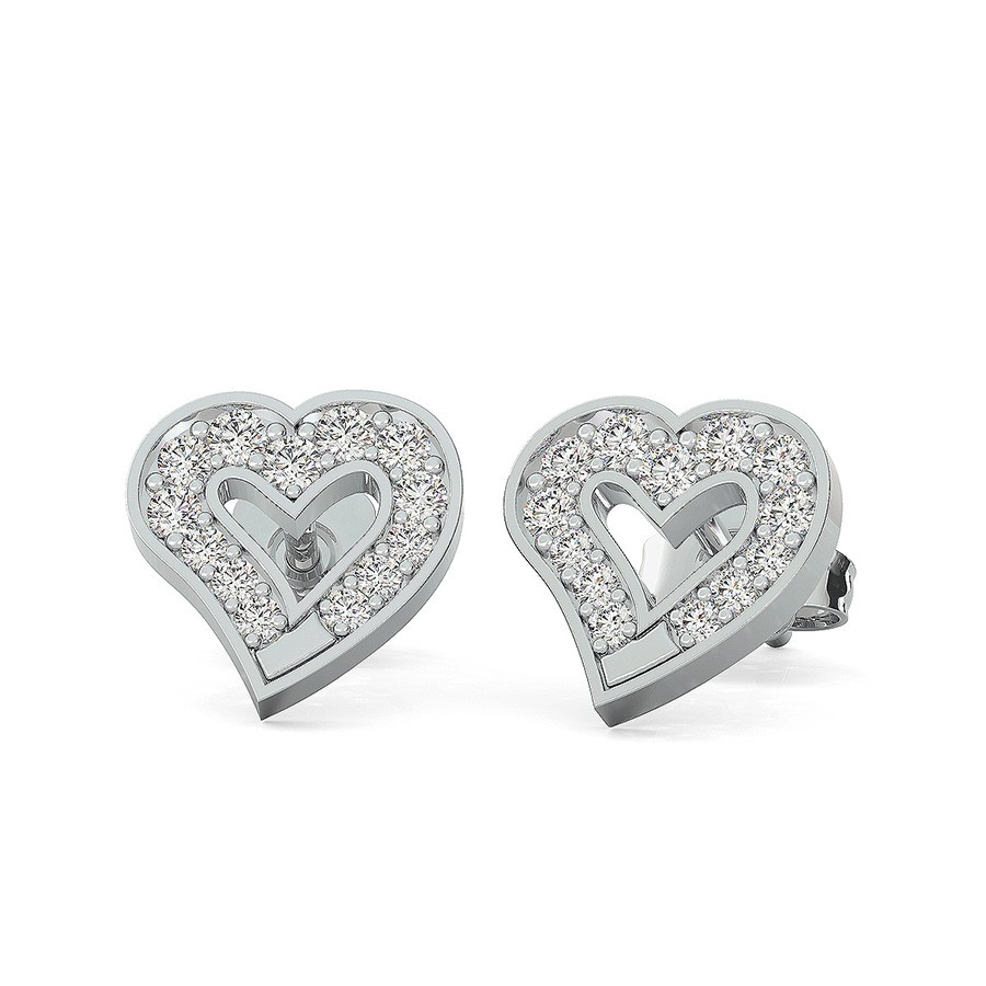 Open Heart Earrings With Pave Set Stones