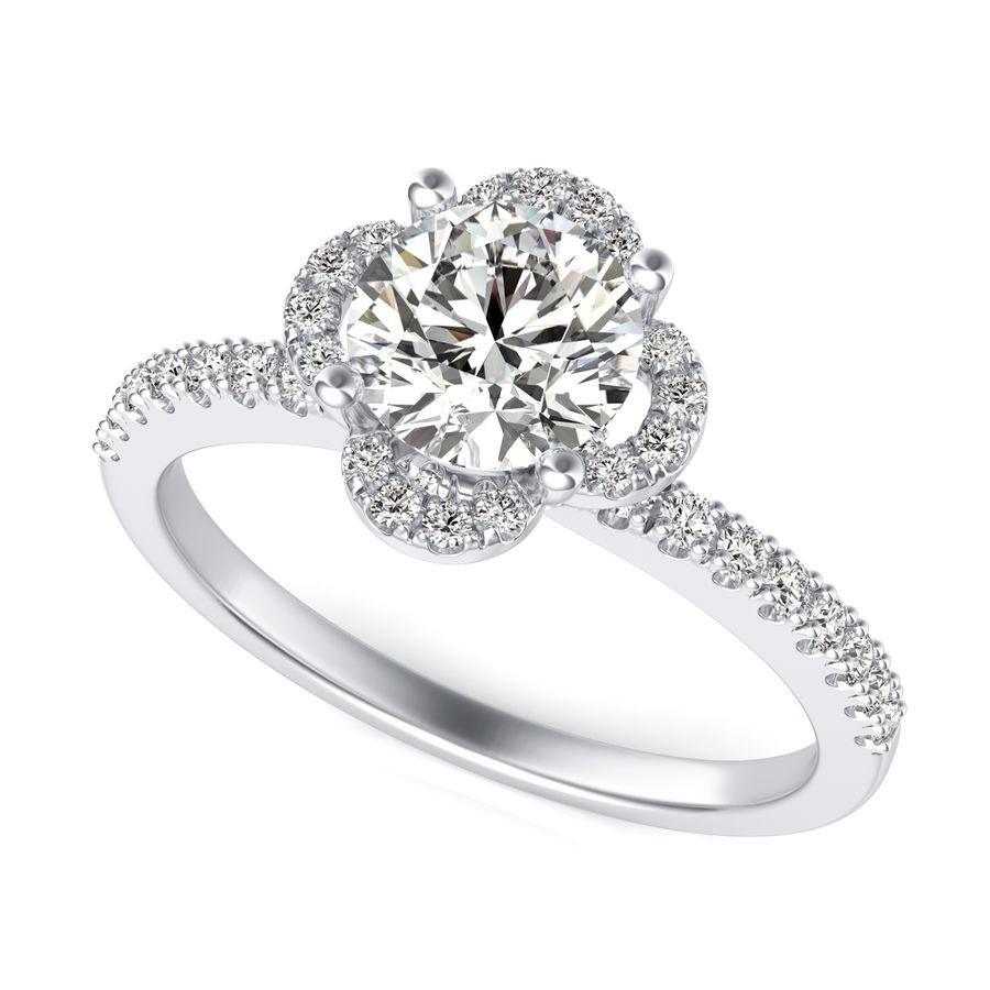 Clover Halo Engagement Ring