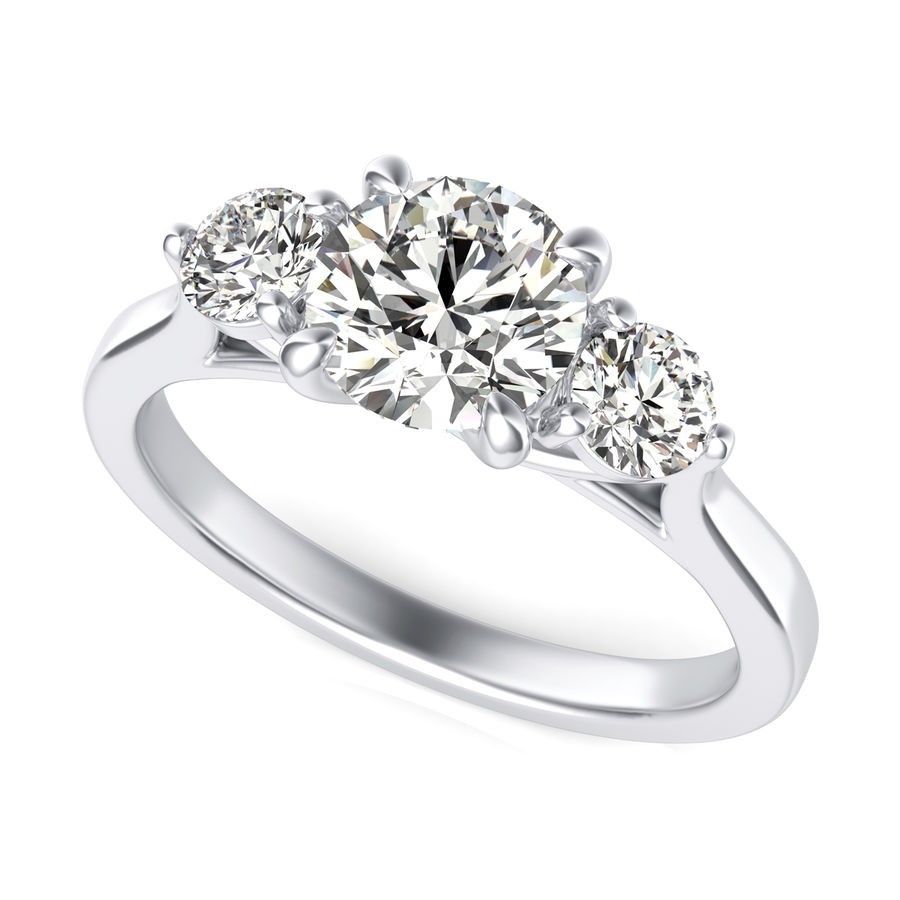 Trellis Cathedral Three Stone Engagement Ring