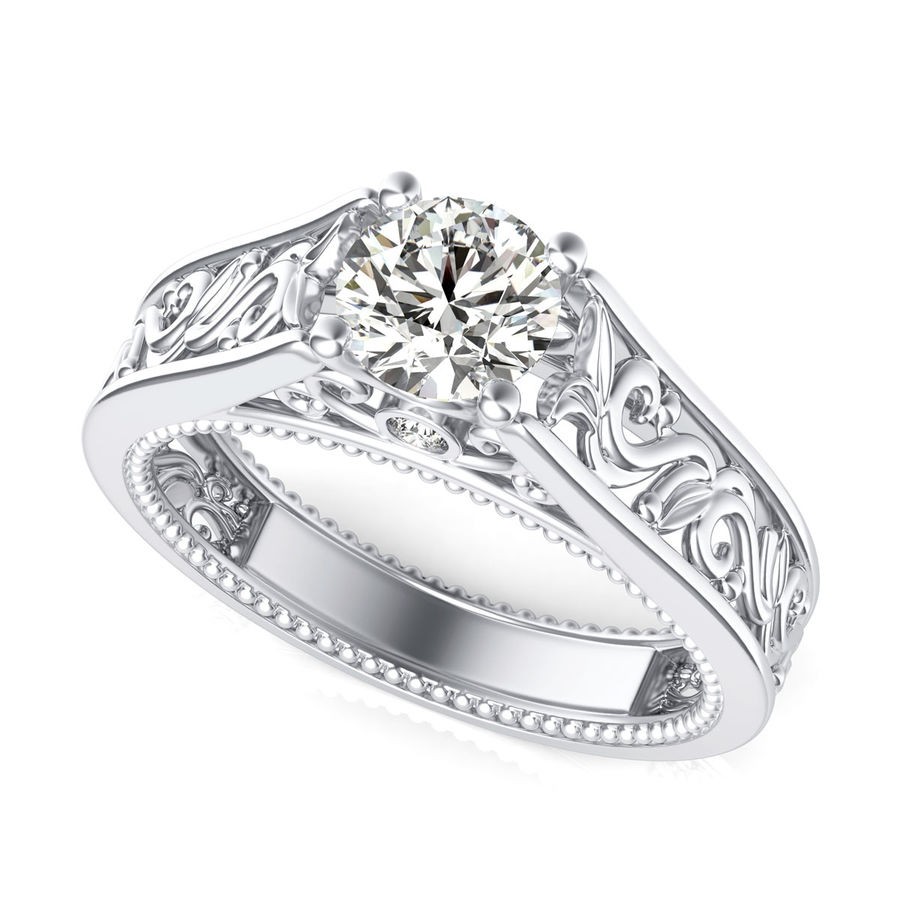 Filigree Cathedral Engagement Ring with Milgrain