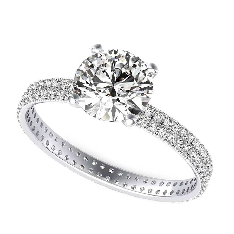 Double Row Eternity Engagement Ring with Milgrain