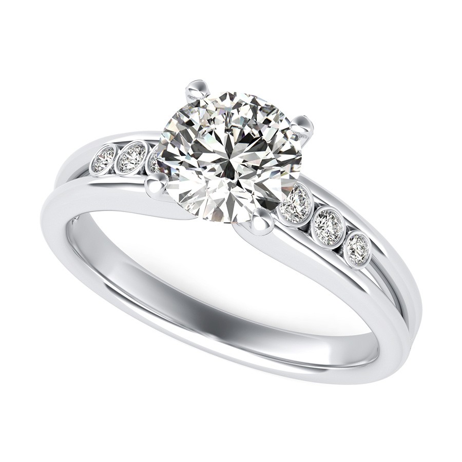 Taj Engagement Ring With Bezel Set Side Stones